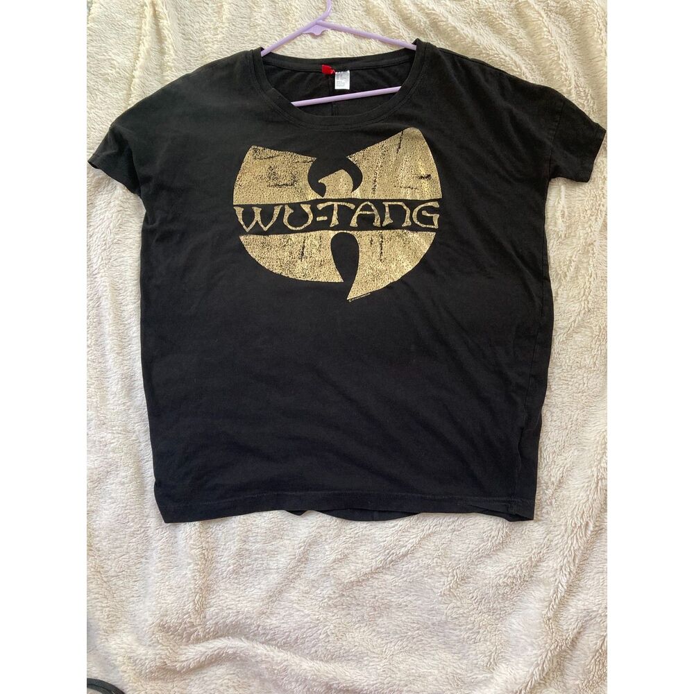 Wu-Tang Clan H&M Graphic T-Shirt Black Oversized Slouchy Rap Tee Women's Gold